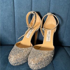 Jimmy Choo Sparkling Gold Heels